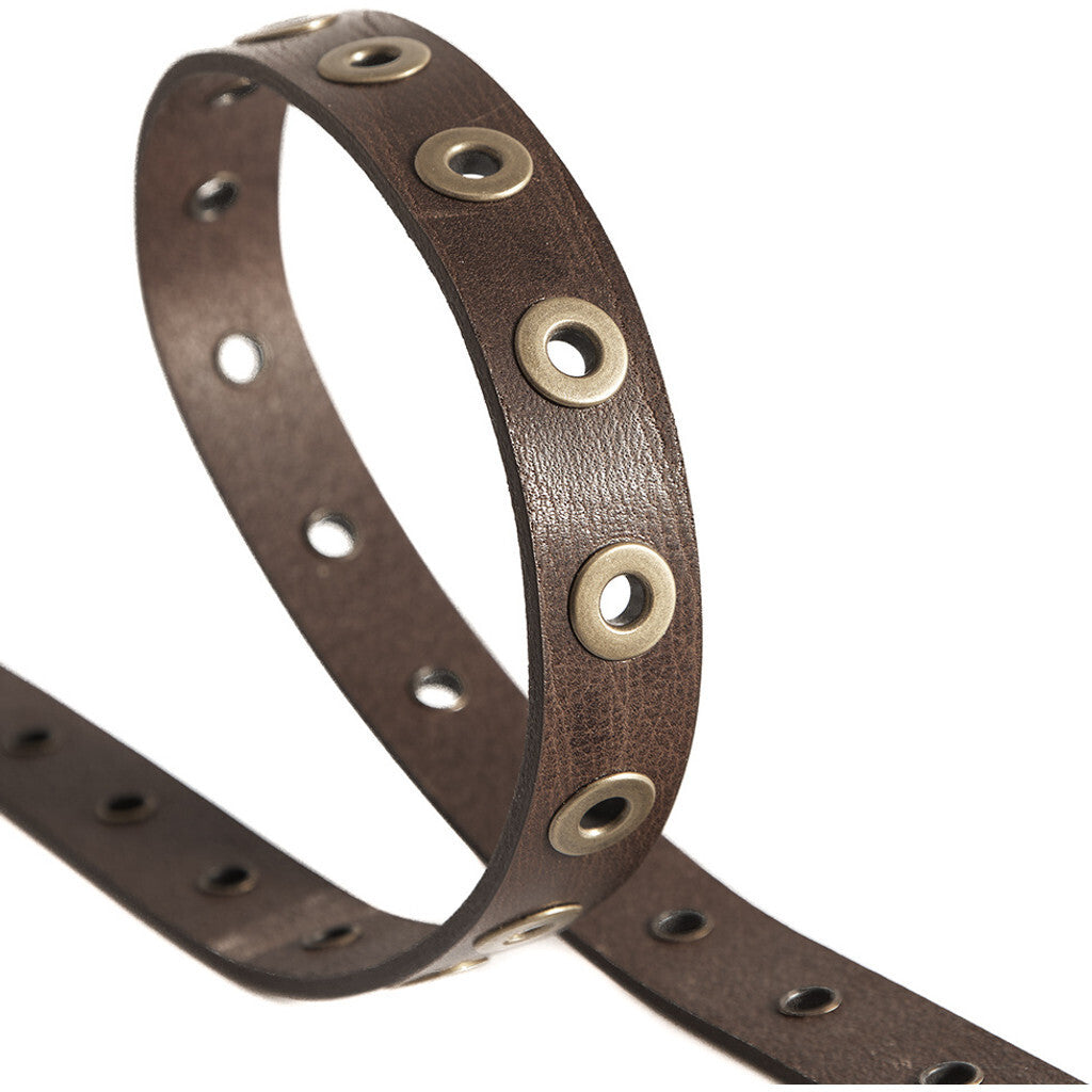 DEPECHE Cool narrow belt with details Belts 179 Brown/Brass