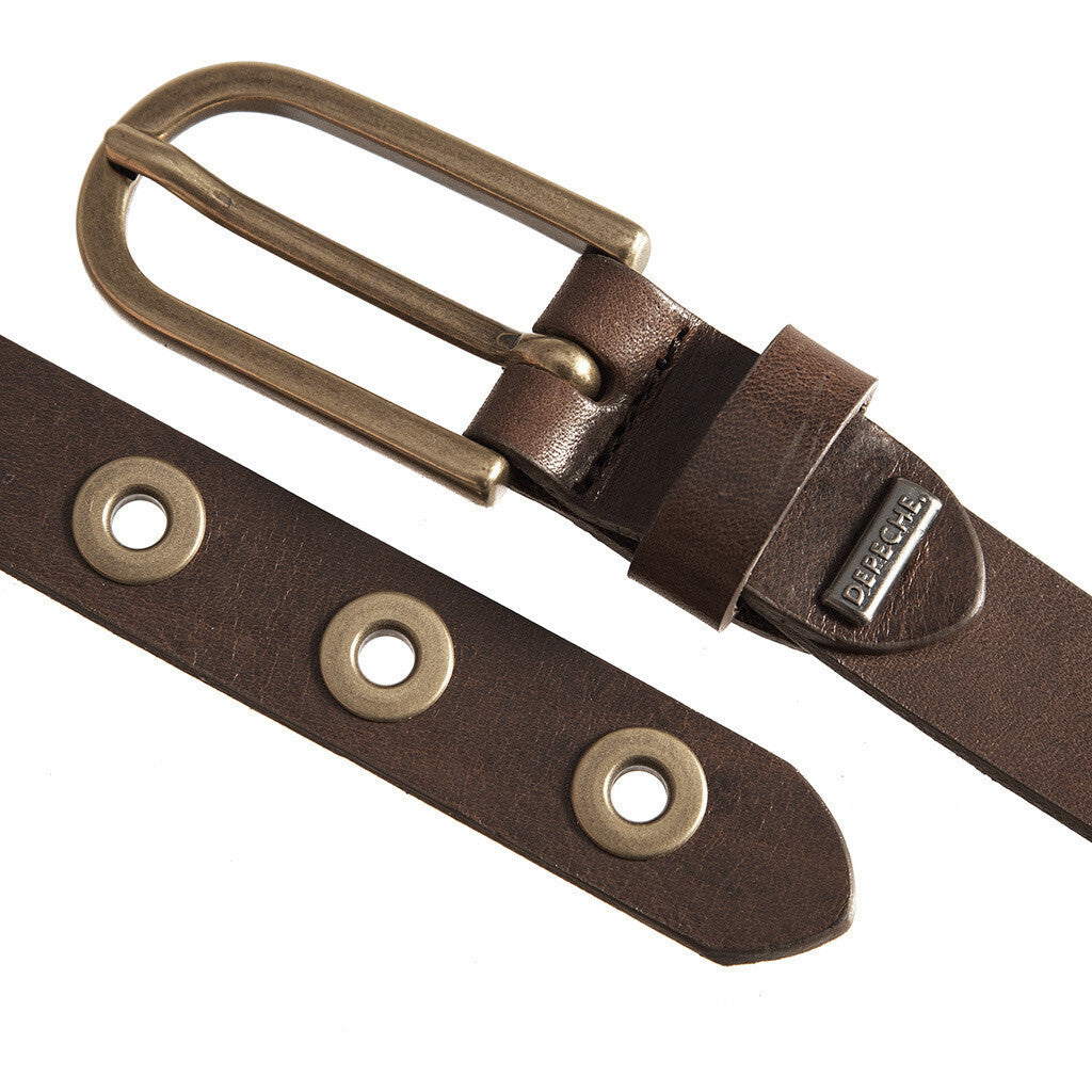 DEPECHE Cool narrow belt with details Belts 179 Brown/Brass