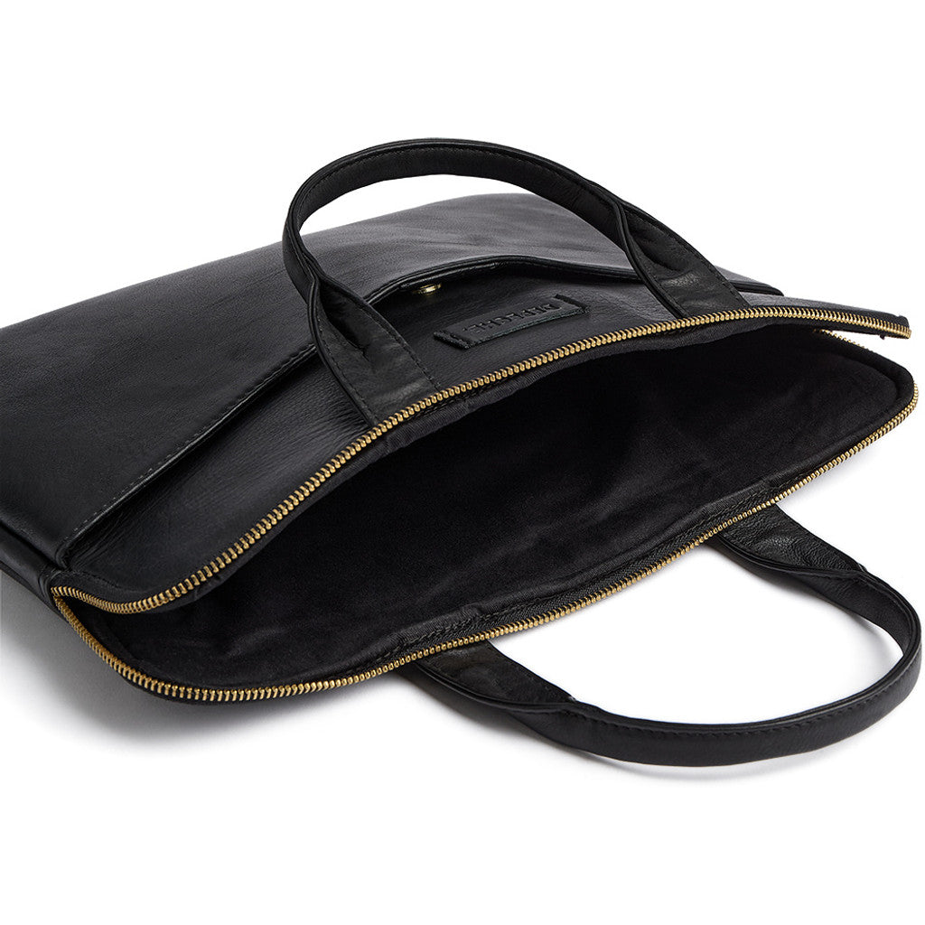 DEPECHE Cow leather computer sleeve with handles Accessories 099 Black