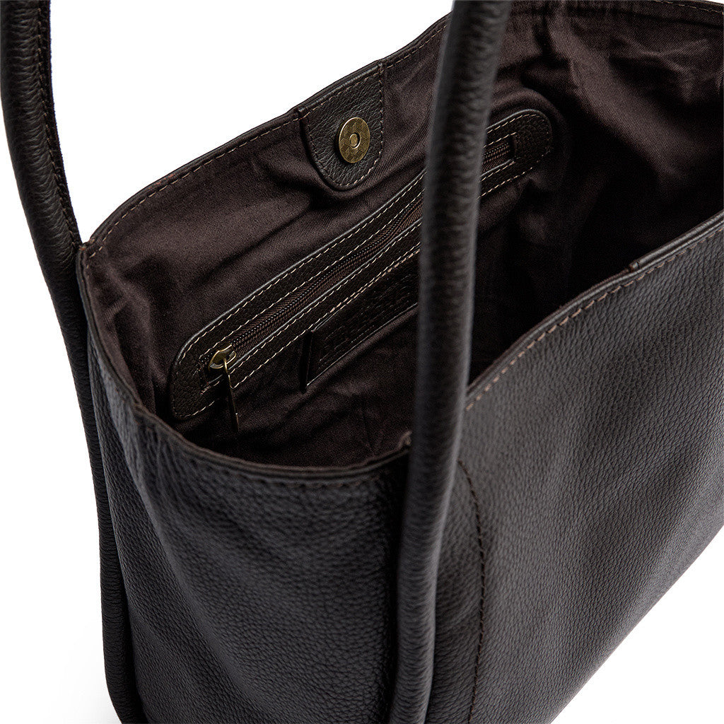 DEPECHE Cow leather shoulder bag with tube straps Shoulderbag / Handbag 161 Dark brown