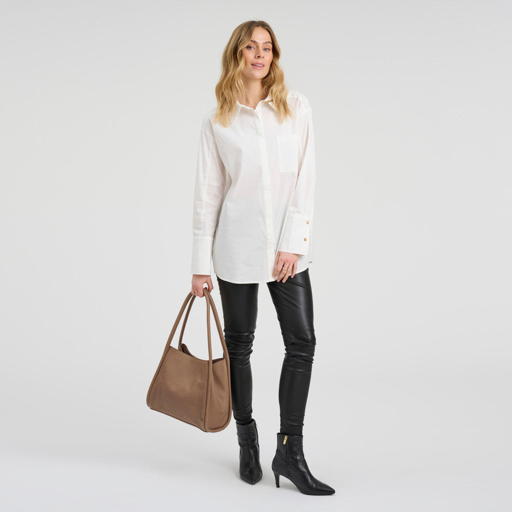 DEPECHE Cow leather shoulder bag with tube straps Shoulderbag / Handbag 224 Taupe