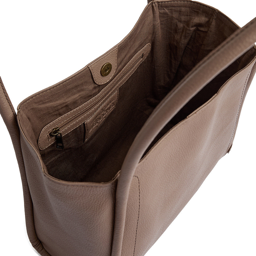 DEPECHE Cow leather shoulder bag with tube straps Shoulderbag / Handbag 224 Taupe