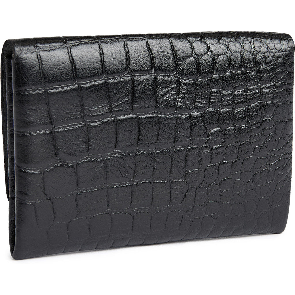 DEPECHE Croco embossed leather card holder Purse / Credit card holder 343 Black croco