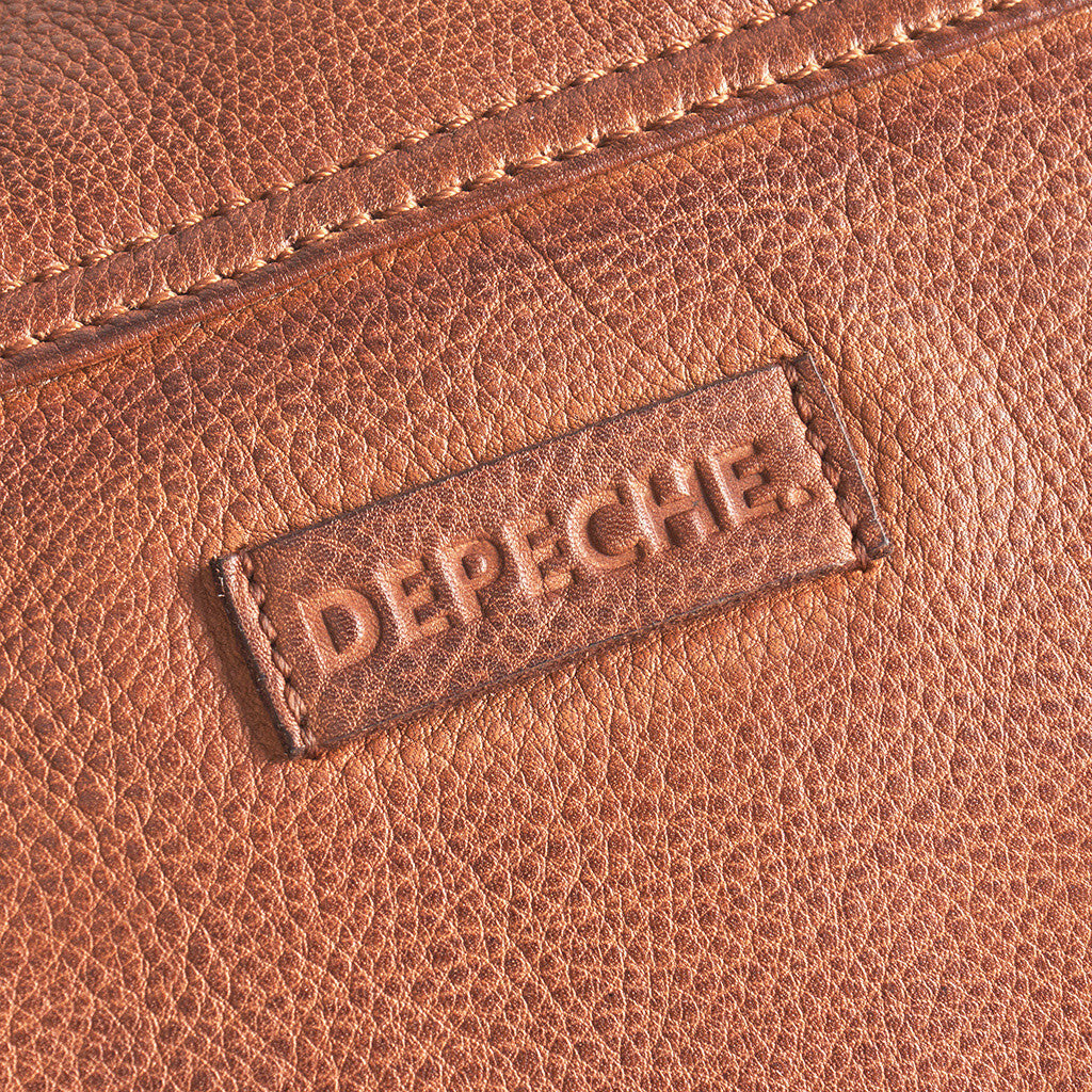 DEPECHE Crossbody bag with delicate edge stitching Cross over 014 Cognac