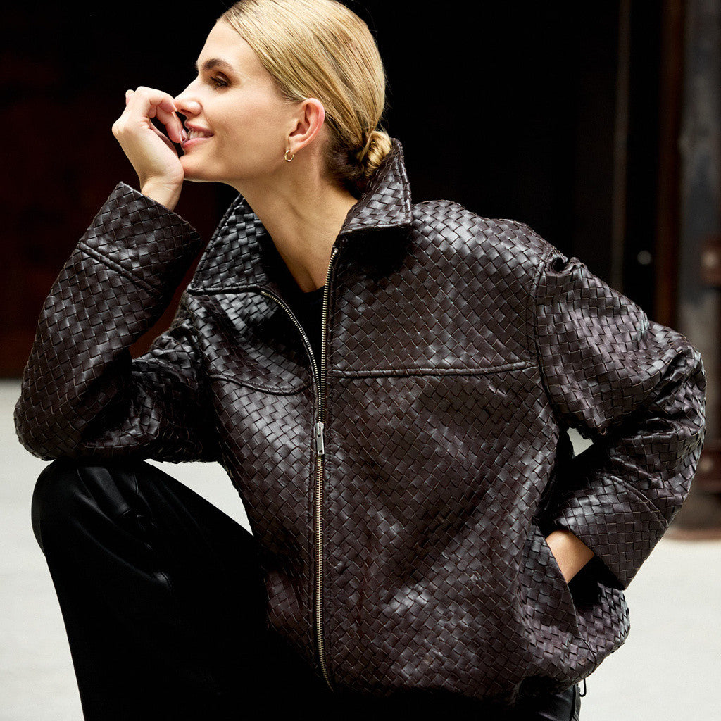 Depeche leather wear Debbie Bomber Jacket Jacket 008 Chocolate