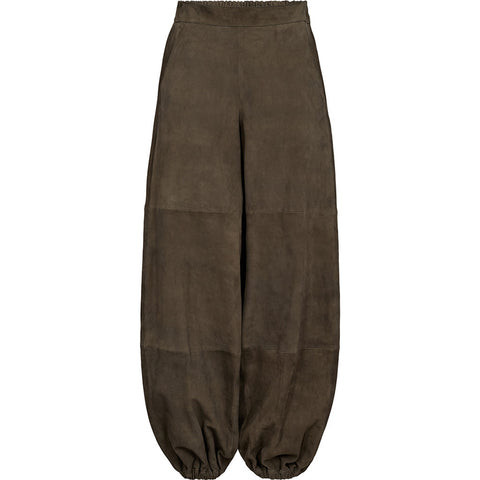 Depeche leather wear Ella balloon pants in soft suede Pants 054 Khaki
