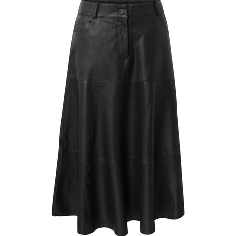 Everlyn leather skirt with elastic in waist / 50648 - Latte