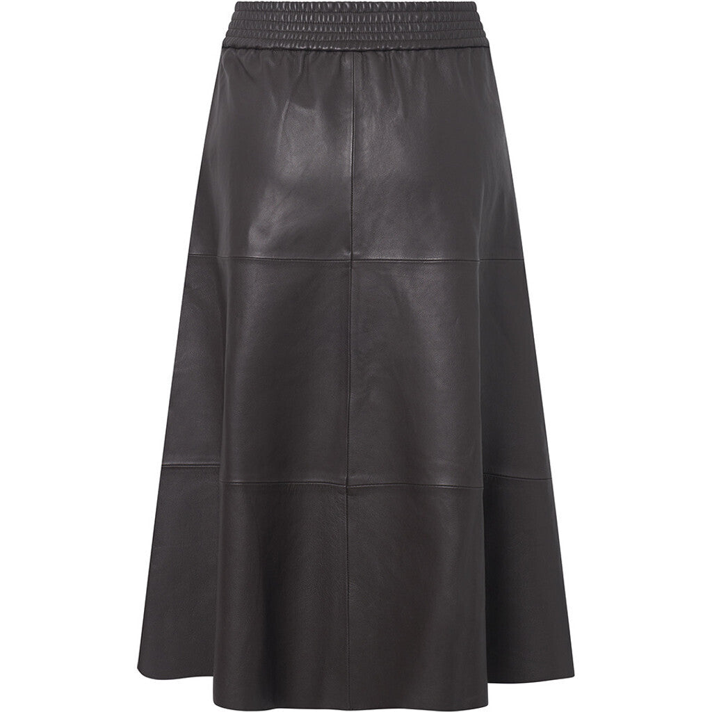 Depeche leather wear Everlyn leather skirt with elastic in waist Skirts 008 Chocolate