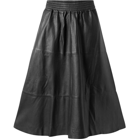 Depeche leather wear Everlyn leather skirt with elastic in waist Skirts 099 Black (Nero)