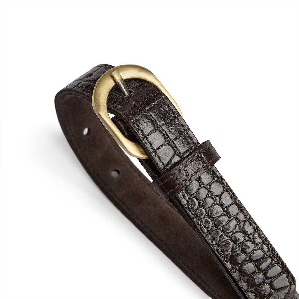 DEPECHE Fashion Favourites croco slim leather belt Belt 265 Brown Croco