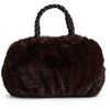 DEPECHE Faux fur handbag with braided leather handles Shoulderbag / Handbag 008 Chocolate