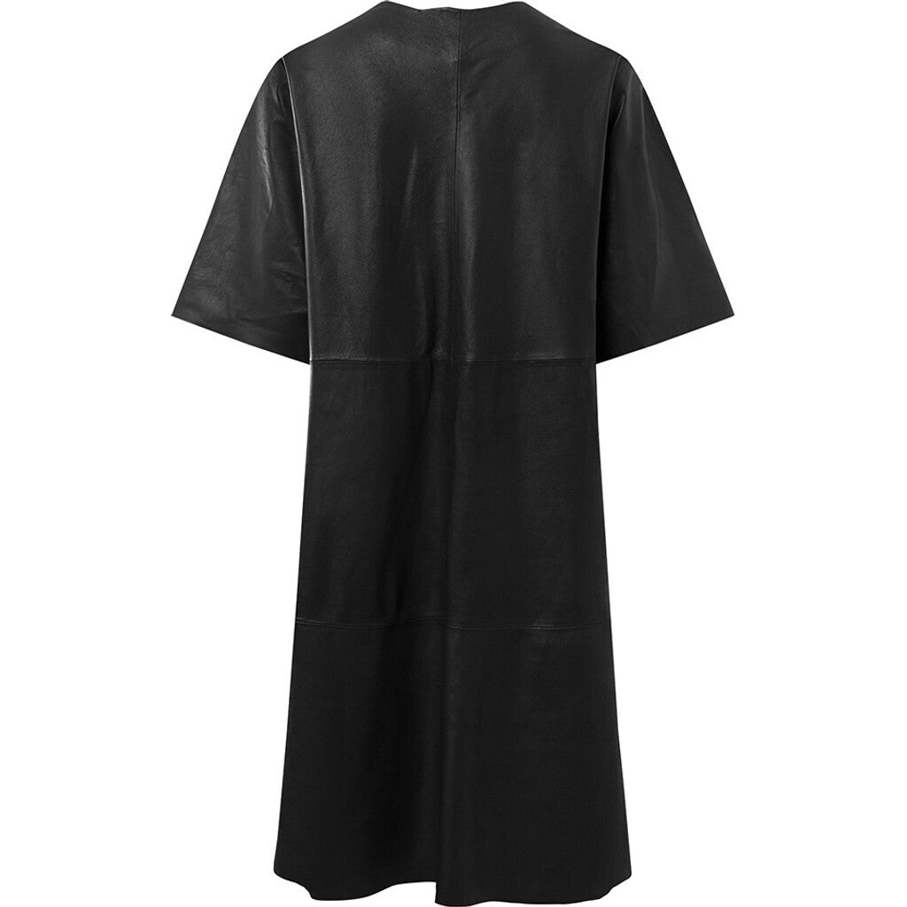 Depeche leather wear Feminine Rikke kjole in soft leather quality Dresses 099 Black (Nero)