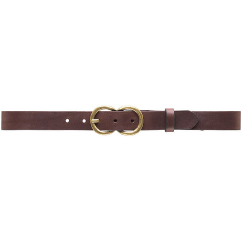 Leather belt with beautiful buckle / 15492 - Cognac