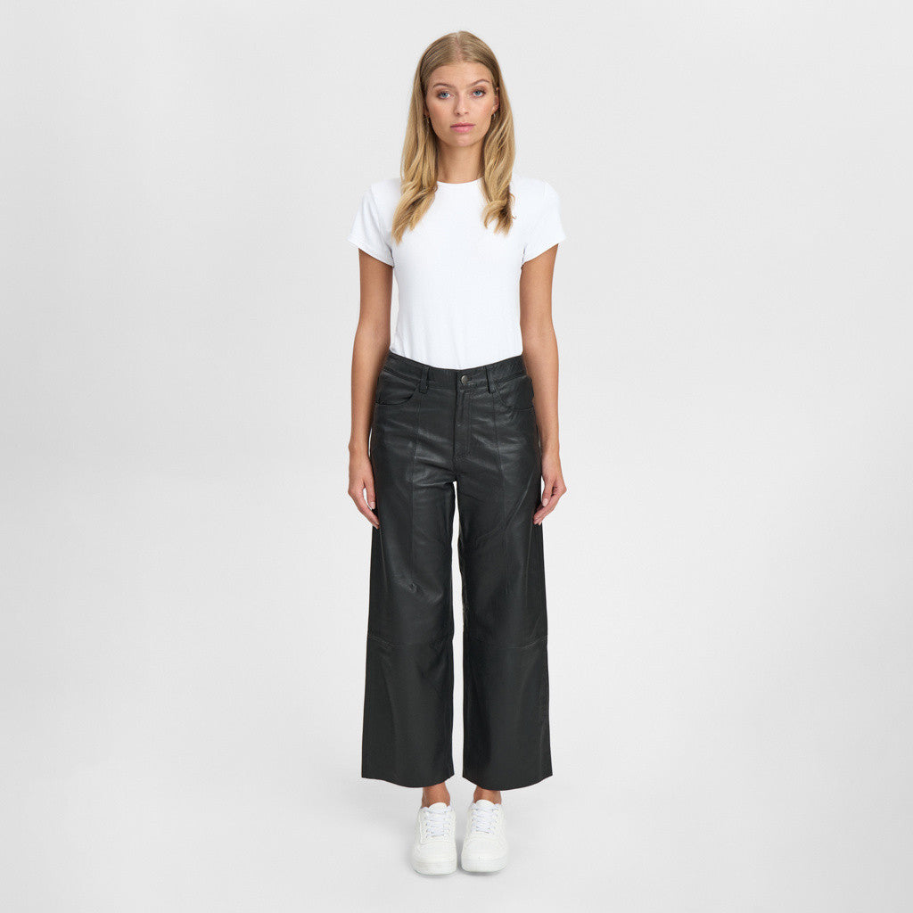 Depeche leather wear HW regular fitting Boa leather pants Pants 099 Black (Nero)