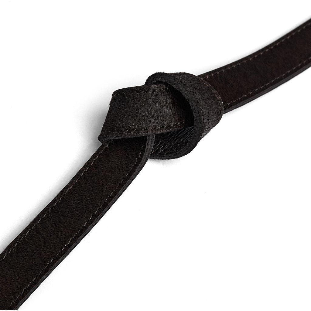 DEPECHE Hair-on leather belt with buckle Belt 161 Dark brown