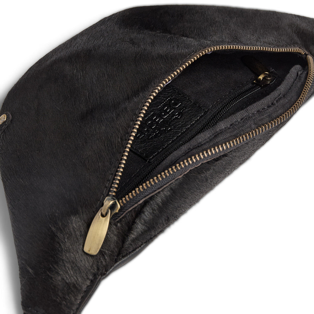 DEPECHE Hair-on leather bumbag Bumbag 095 Jet Black