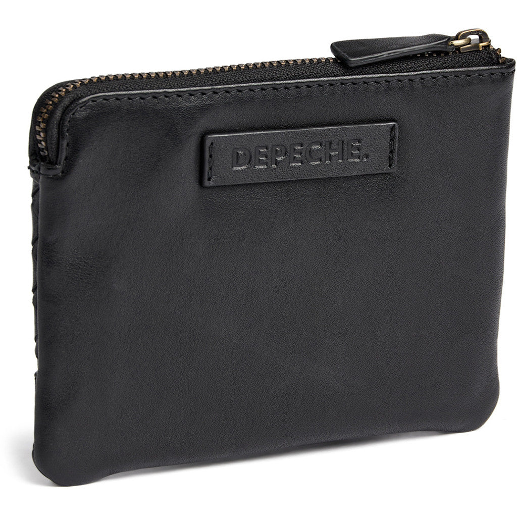 DEPECHE Handwoven calf leather card holder Purse / Credit card holder 099 Black