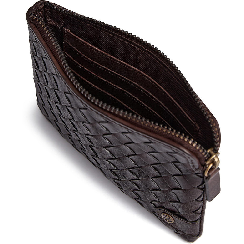 DEPECHE Handwoven calf leather card holder Purse / Credit card holder 161 Dark brown