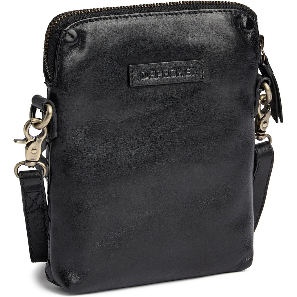 DEPECHE Handwoven calf leather mobile bag Mobilebag 099 Black