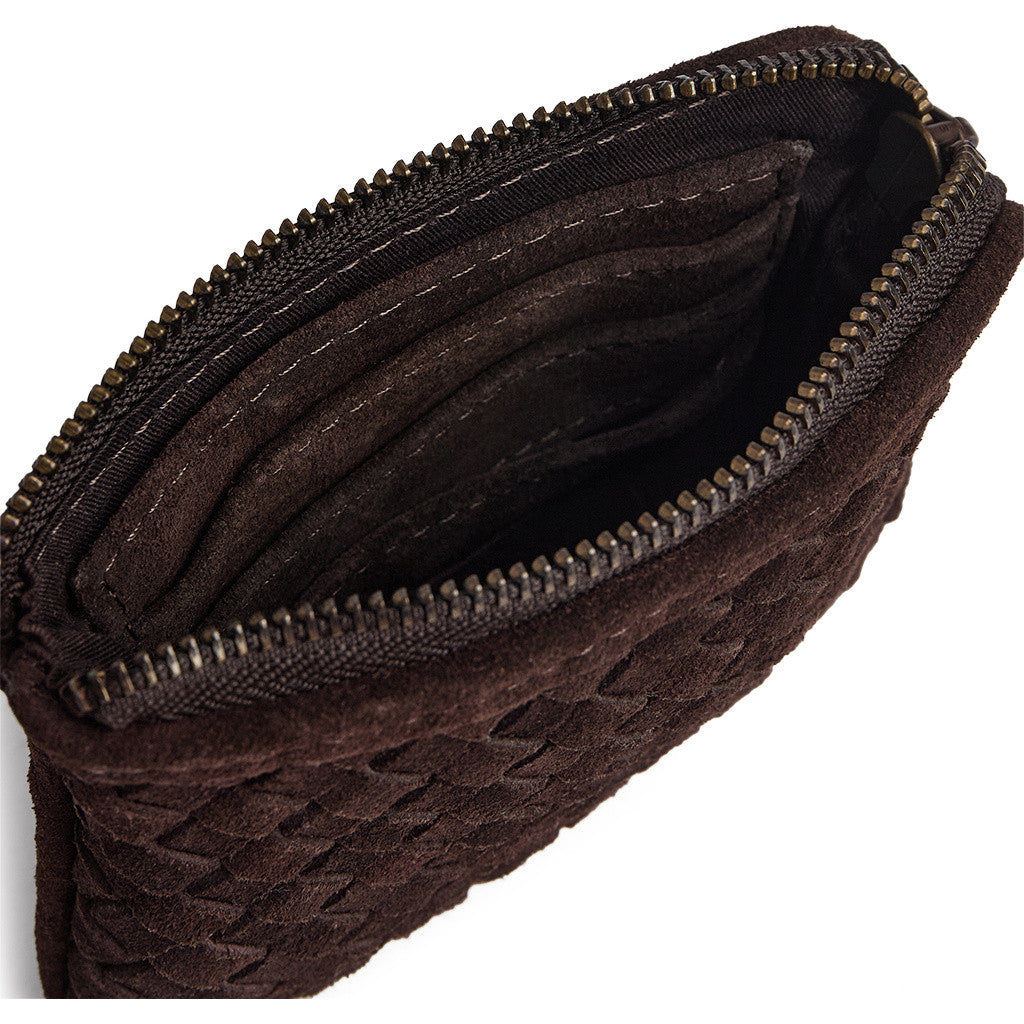 DEPECHE Handwoven suede purse/card holder Purse / Credit card holder 008 Chocolate