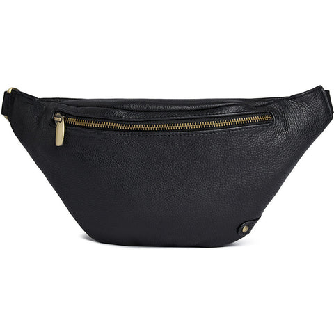DEPECHE High-quality leather bumbag Bumbag 154 Black/Brass