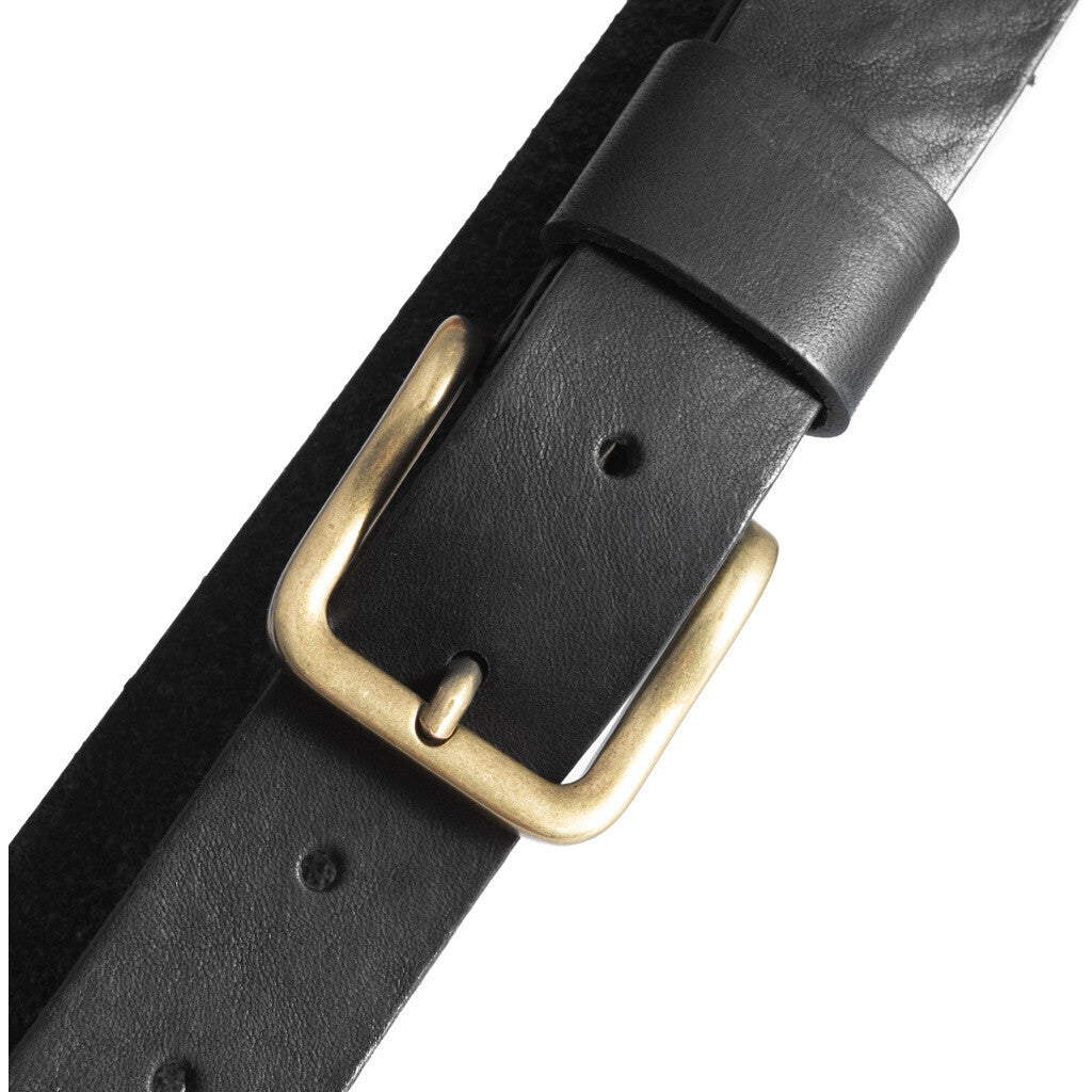 DEPECHE Timeless jeans belt in delicious leather quality Belts 154 Black/Brass