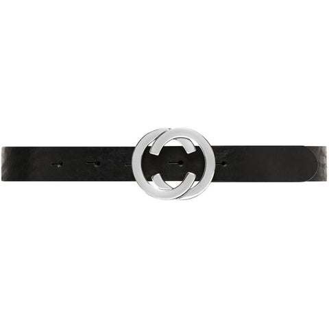 Jenas leather belt with large buckle / 15166 - Black (Nero)