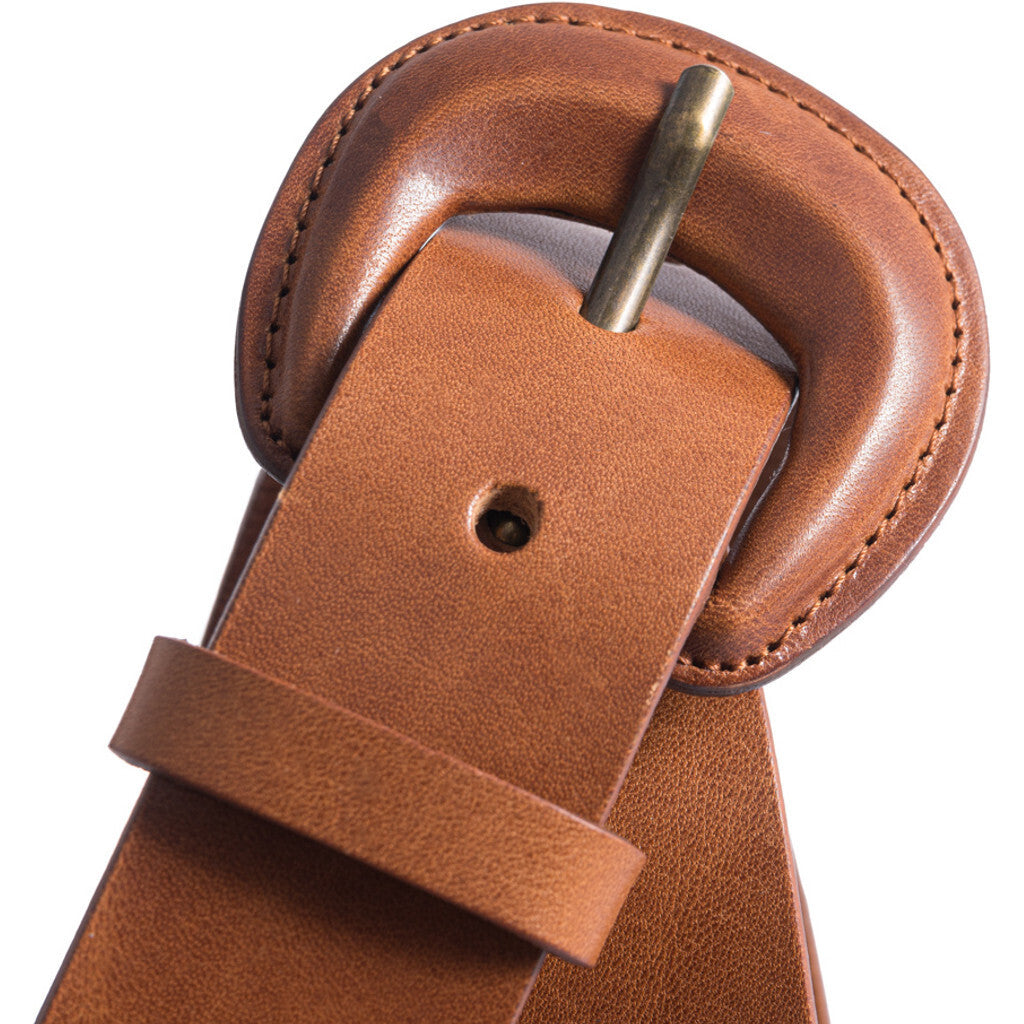 DEPECHE Jenas leather belt with large buckle Belts 014 Cognac