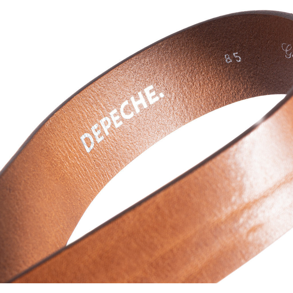 DEPECHE Jenas leather belt with large buckle Belts 014 Cognac