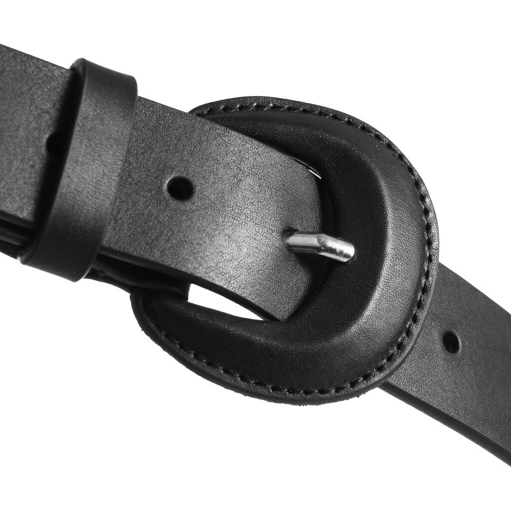 DEPECHE Jenas leather belt with large buckle Belts 099 Black (Nero)