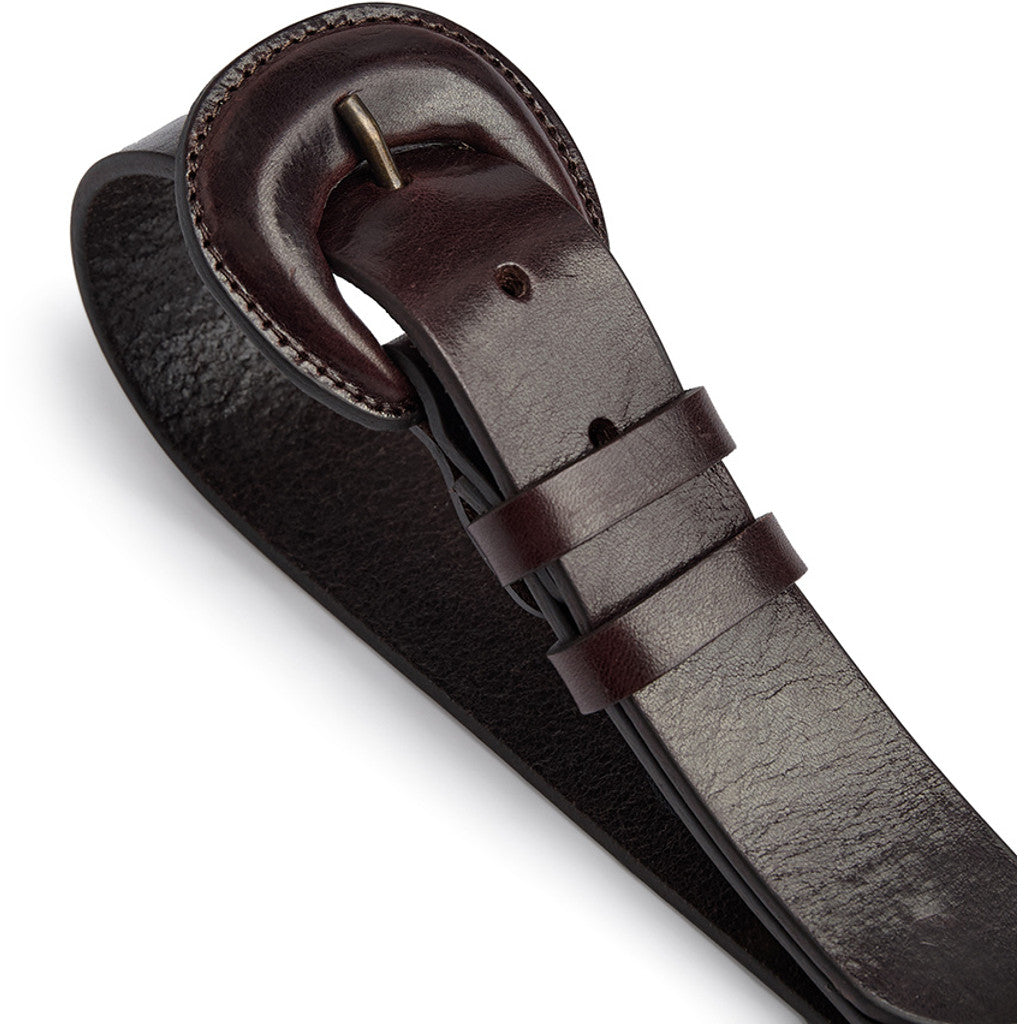 DEPECHE Jenas leather belt with large buckle Belts 161 Dark brown