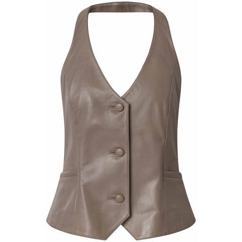 Depeche leather wear Kimmi suit vest in soft leather quality Vest 168 Latte