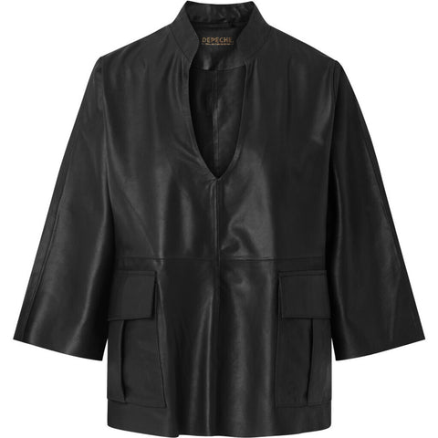 Tamie LS Regular fitting Leather Shirt / 50986 - Black (Nero)