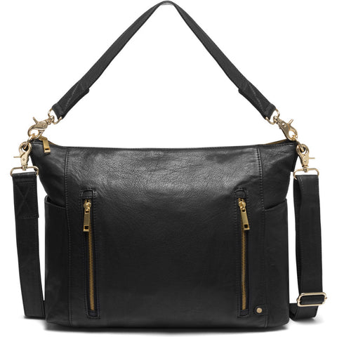 DEPECHE Large leatherbag in soft quality decorated with zippers Shoulderbag / Handbag 099 Black (Nero)