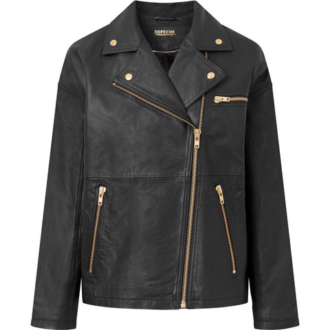 Depeche leather wear Leah biker jacket in soft and delicious leather Jackets 190 Black / Gold
