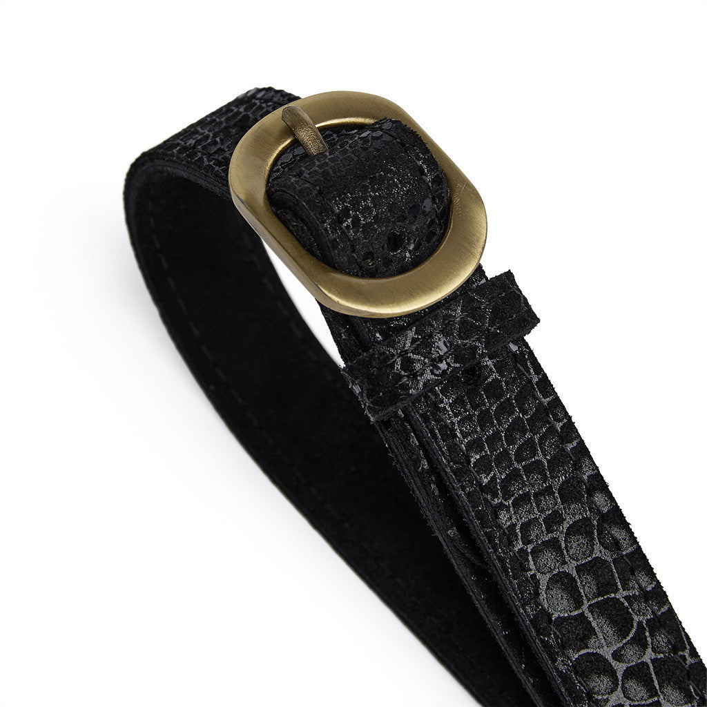DEPECHE Leather belt Belt 142 Black Snake