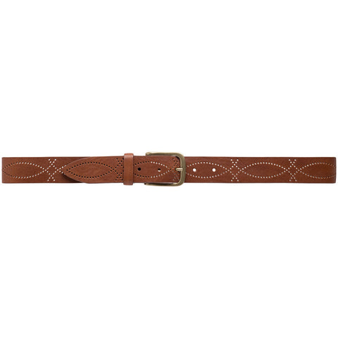 DEPECHE Leather belt with a beautiful western pattern Belts 014 Cognac