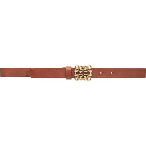 Leather belt with western buckle / 15844 - Sand