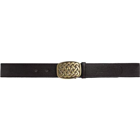 DEPECHE Leather belt with braided buckle Belts 033 Mocca