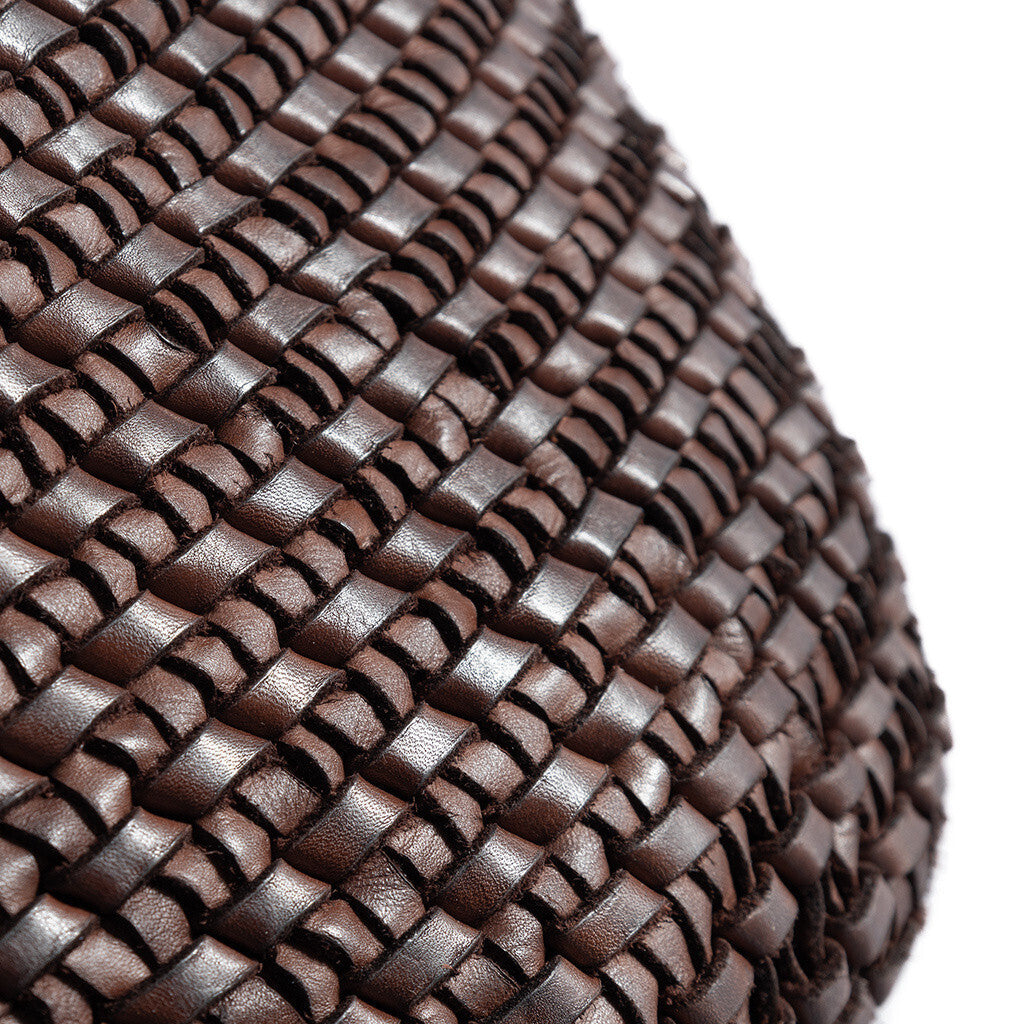 DEPECHE Leather bumbag decorated with weaving Bumbag 008 Chocolate