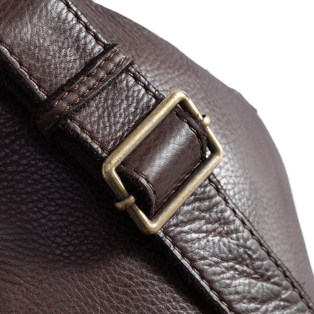 DEPECHE Leather bumbag decorated with weaving Bumbag 008 Chocolate