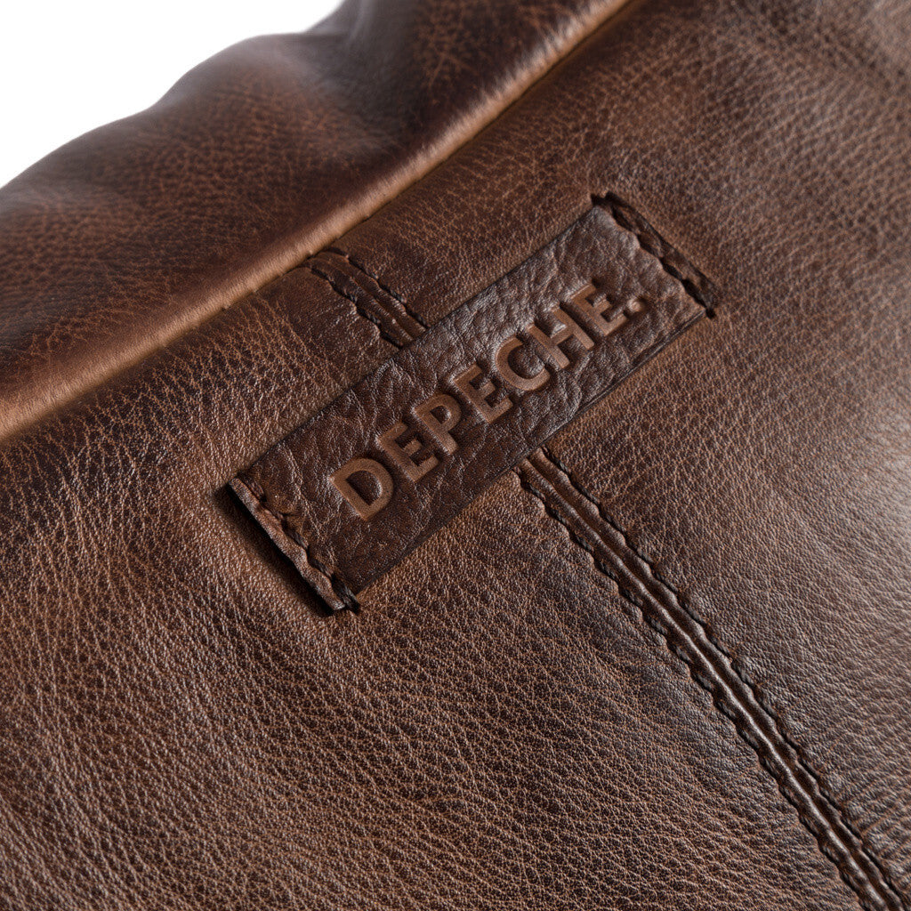 DEPECHE Leather bumbag with covered front zipper Bumbag 133 Brandy