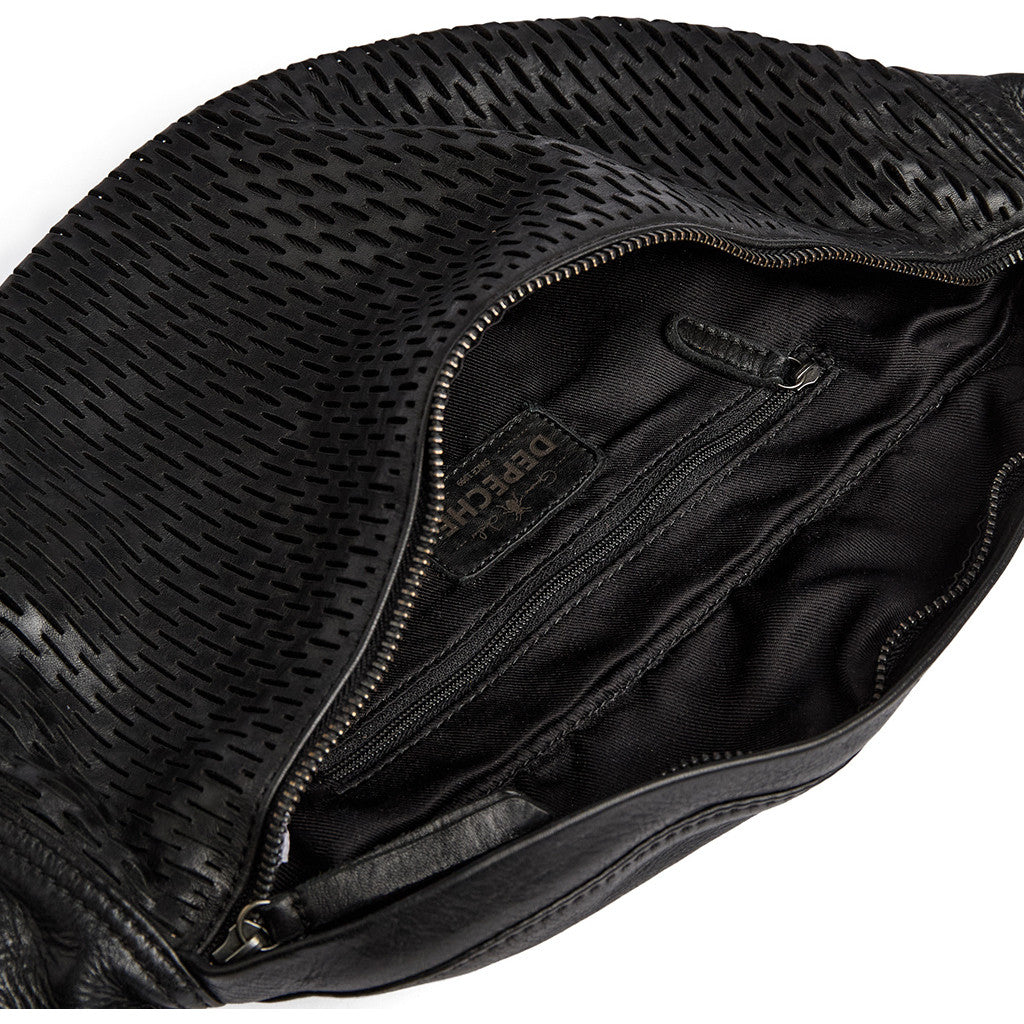 DEPECHE Leather bumbag with perforated front Bumbag 099 Black