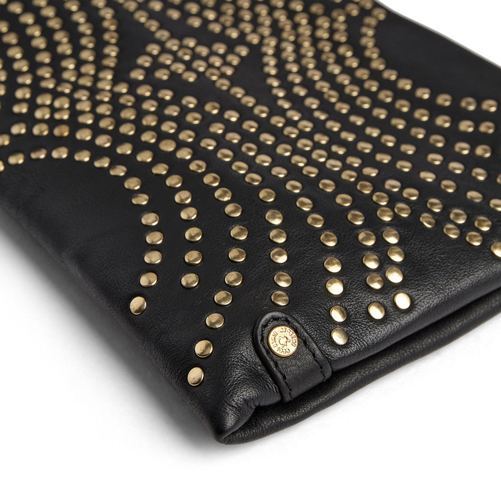 DEPECHE Leather clutch with gold studs Clutch 099 Black (Nero)