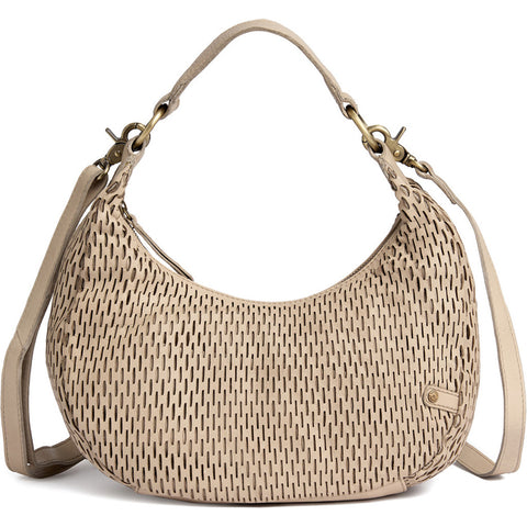 DEPECHE Leather crossover bag with perforated pattern Cross over 177 Cream