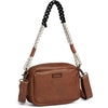 DEPECHE Leather crossover with boho rope strap Cross over 040 Dark cognac