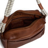 DEPECHE Leather crossover with boho rope strap Cross over 040 Dark cognac