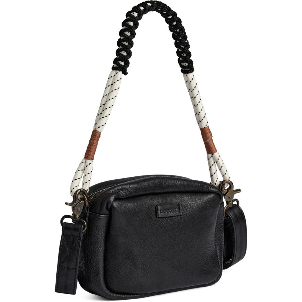 DEPECHE Leather crossover with boho rope strap Cross over 099 Black