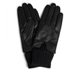 DEPECHE Leather glove with foldable knitcuff Gloves 226 Black/Black