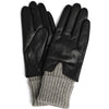DEPECHE Leather glove with foldable knitcuff Gloves 330 Black/Grey